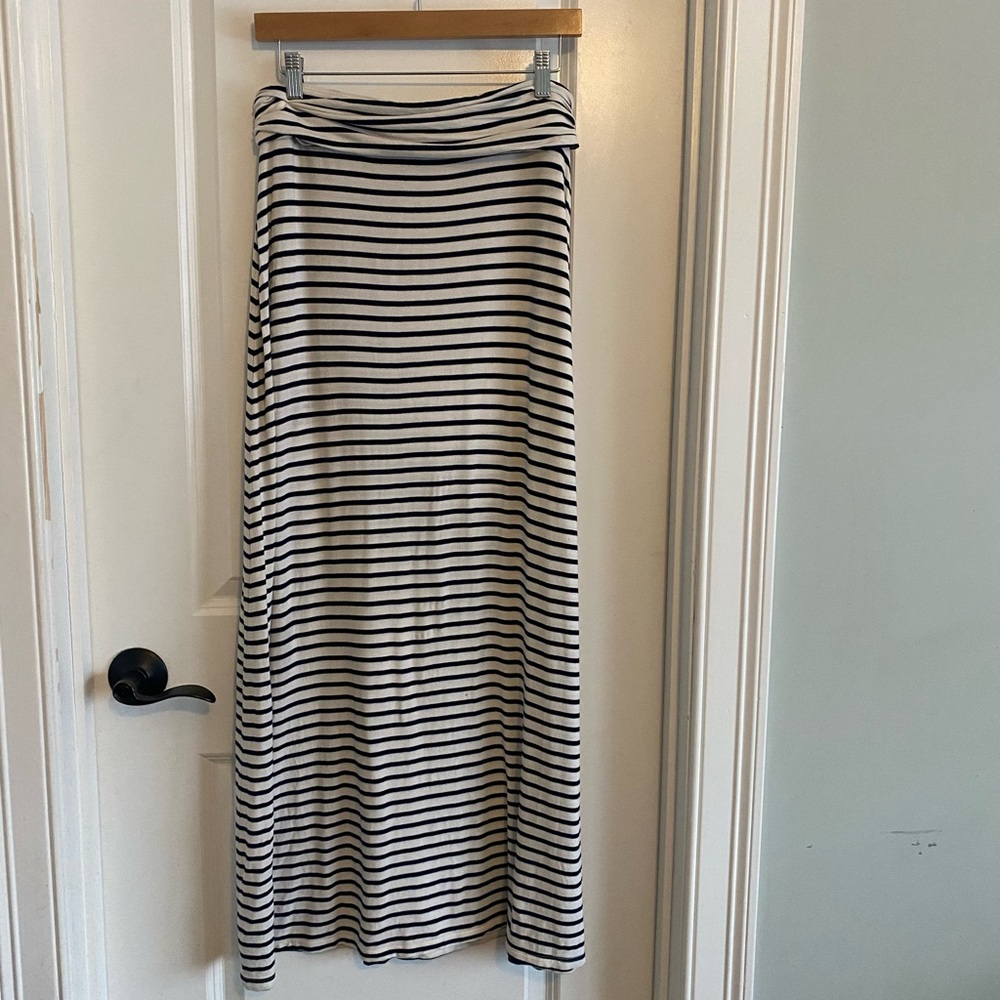 J. Crew Navy and White Striped Maxi Skirt